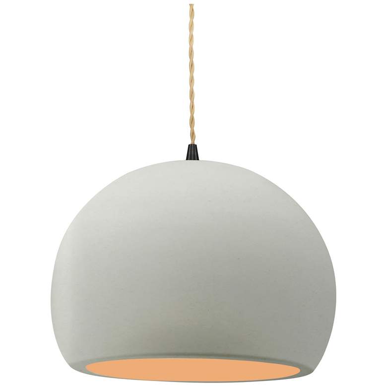 Image 1 10"W Matte White/Gold Frame Matte Black Globe Beige Twisted Cord Penda