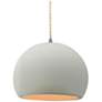 1_10"W Matte White/Gold Frame Nickel Globe Beige Twisted Cord LED Pendan
