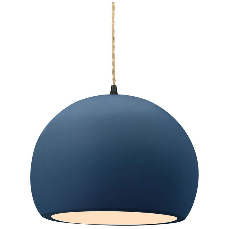Image 1 10"W Midnight/White Frame Matte Black Globe Beige Twisted Cord LED Pen