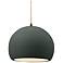 10"W Pewter Green Frame Matte Black Globe Beige Twisted Cord LED Penda