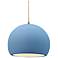 10"W Sky Blue Frame Antique Brass Globe Beige Twisted Cord LED Pendant