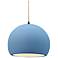 10"W Sky Blue Frame Matte Black Globe Beige Twisted Cord LED Pendant