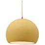 1_10"W Yellow Frame Antique Brass Globe Beige Twisted Cord LED Pendant