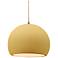 10"W Yellow Frame Antique Brass Globe Beige Twisted Cord LED Pendant