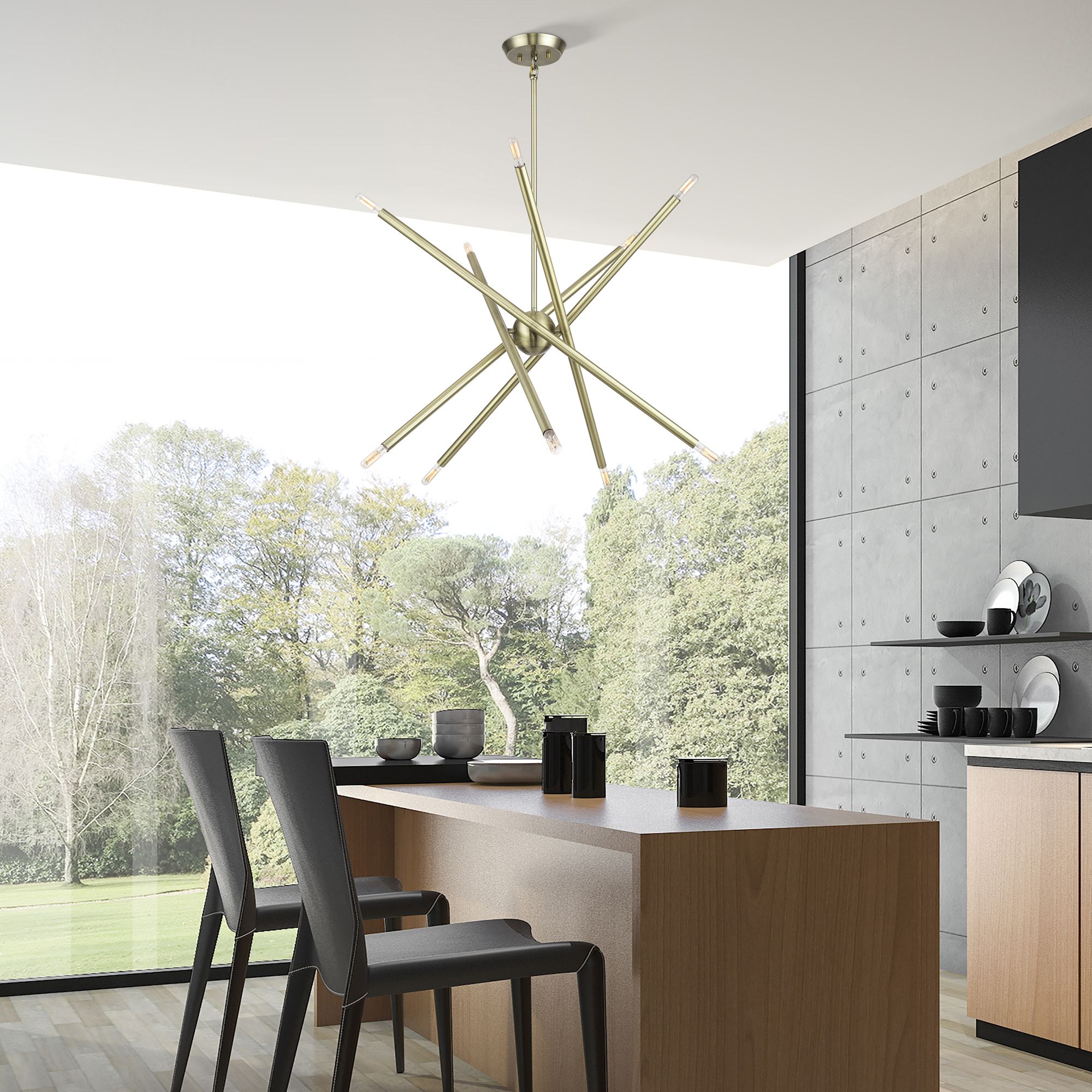 10 Light Antique Brass Medium Chandelier