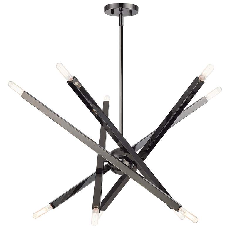 Image 1 10 Light Black Chrome Large Chandelier