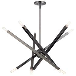 10 Light Black Chrome Large Chandelier