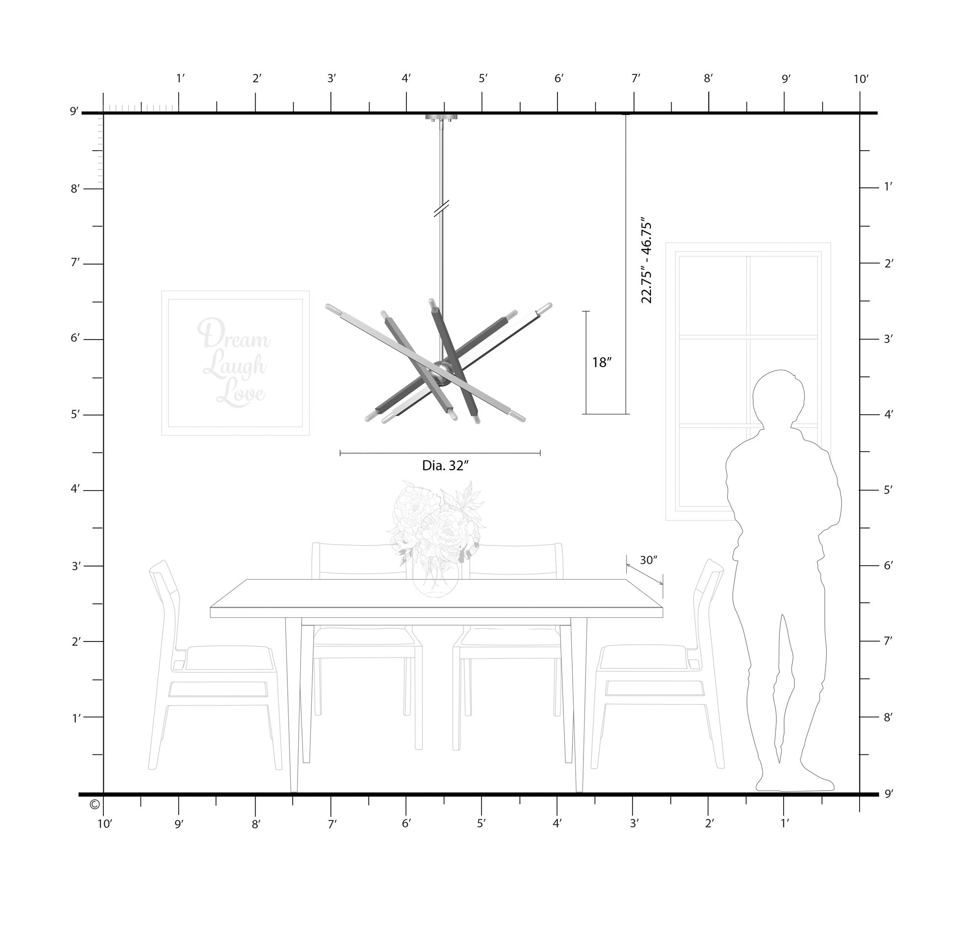 10 Light Black Chrome Large Chandelier