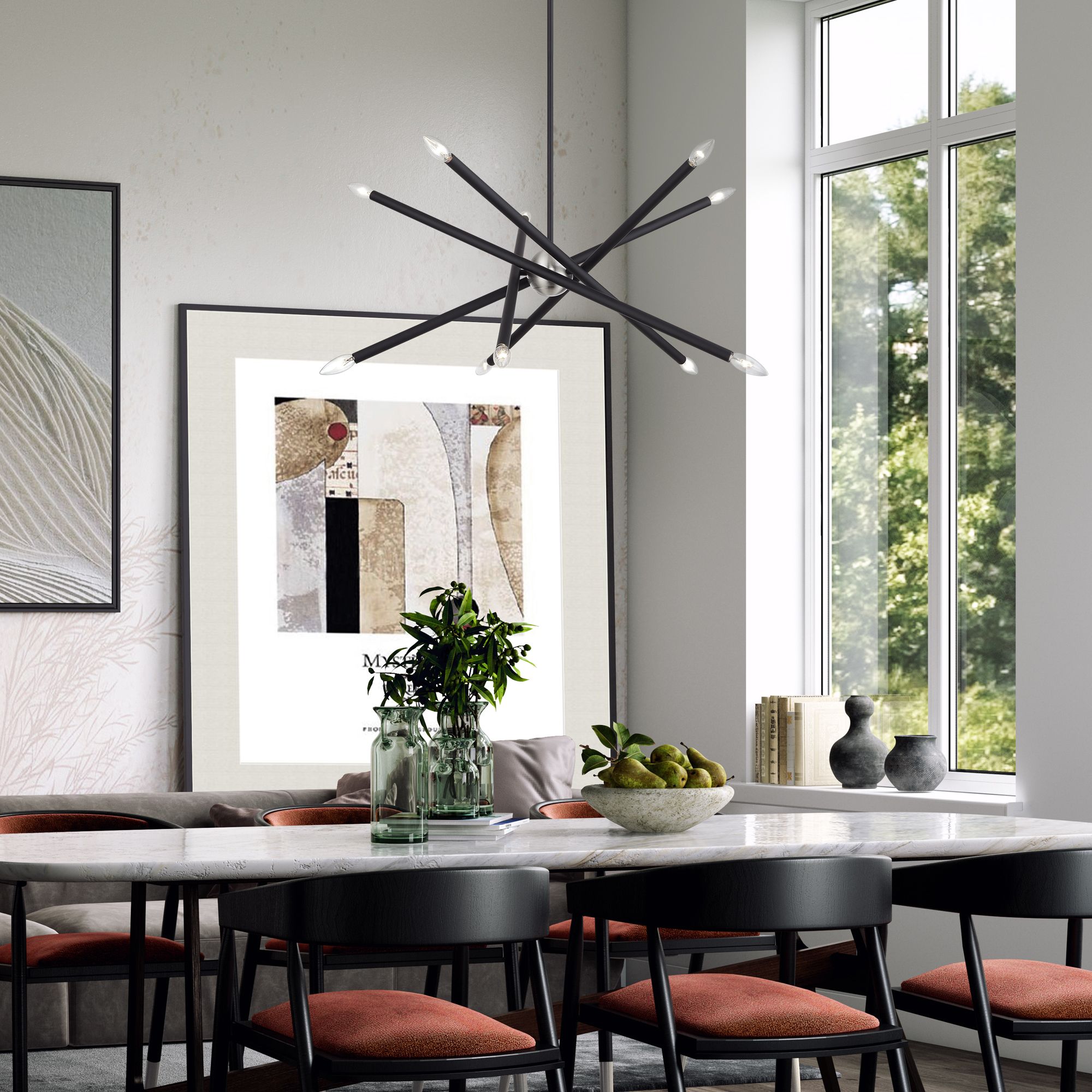 10 Light Black Medium Chandelier