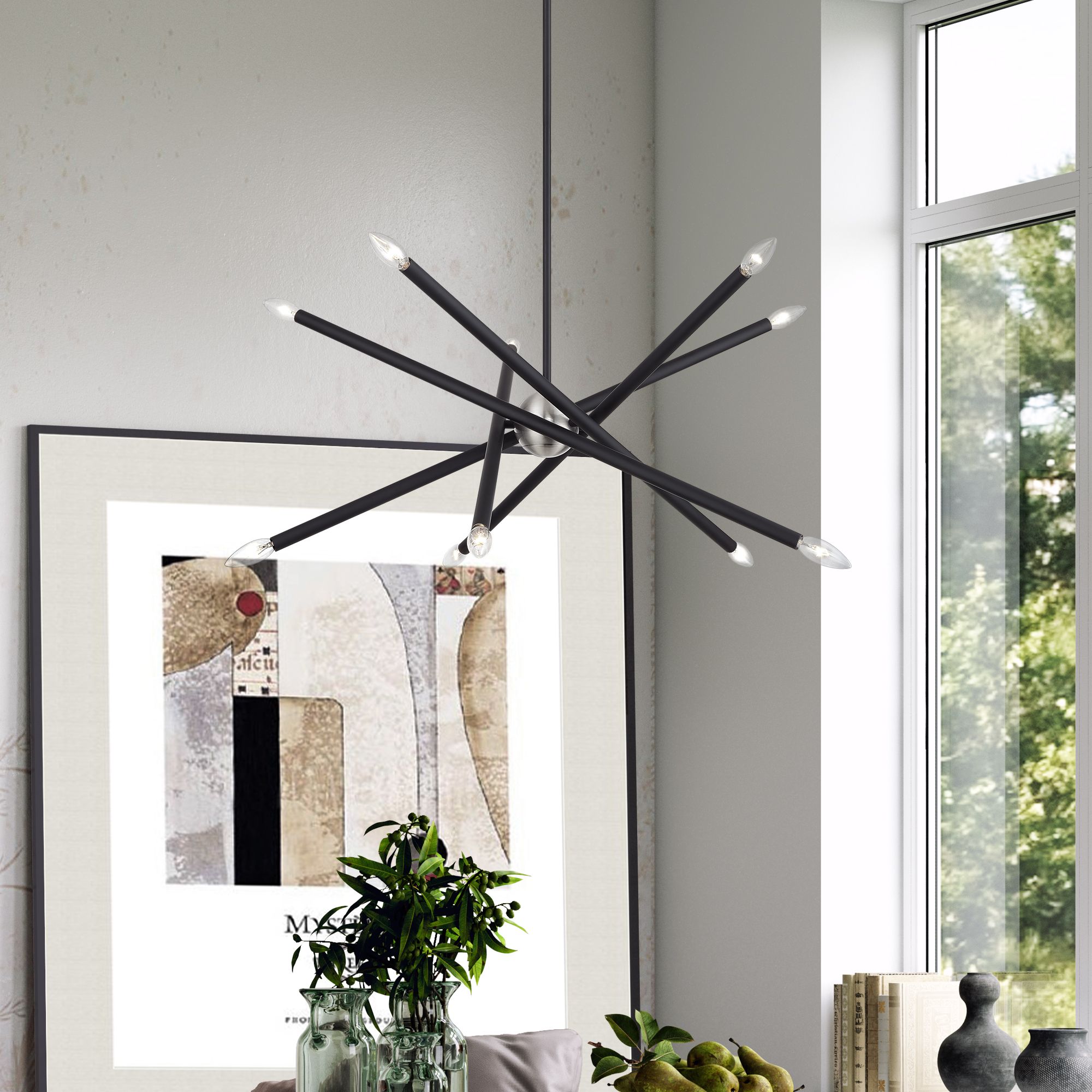 10 Light Black Medium Chandelier