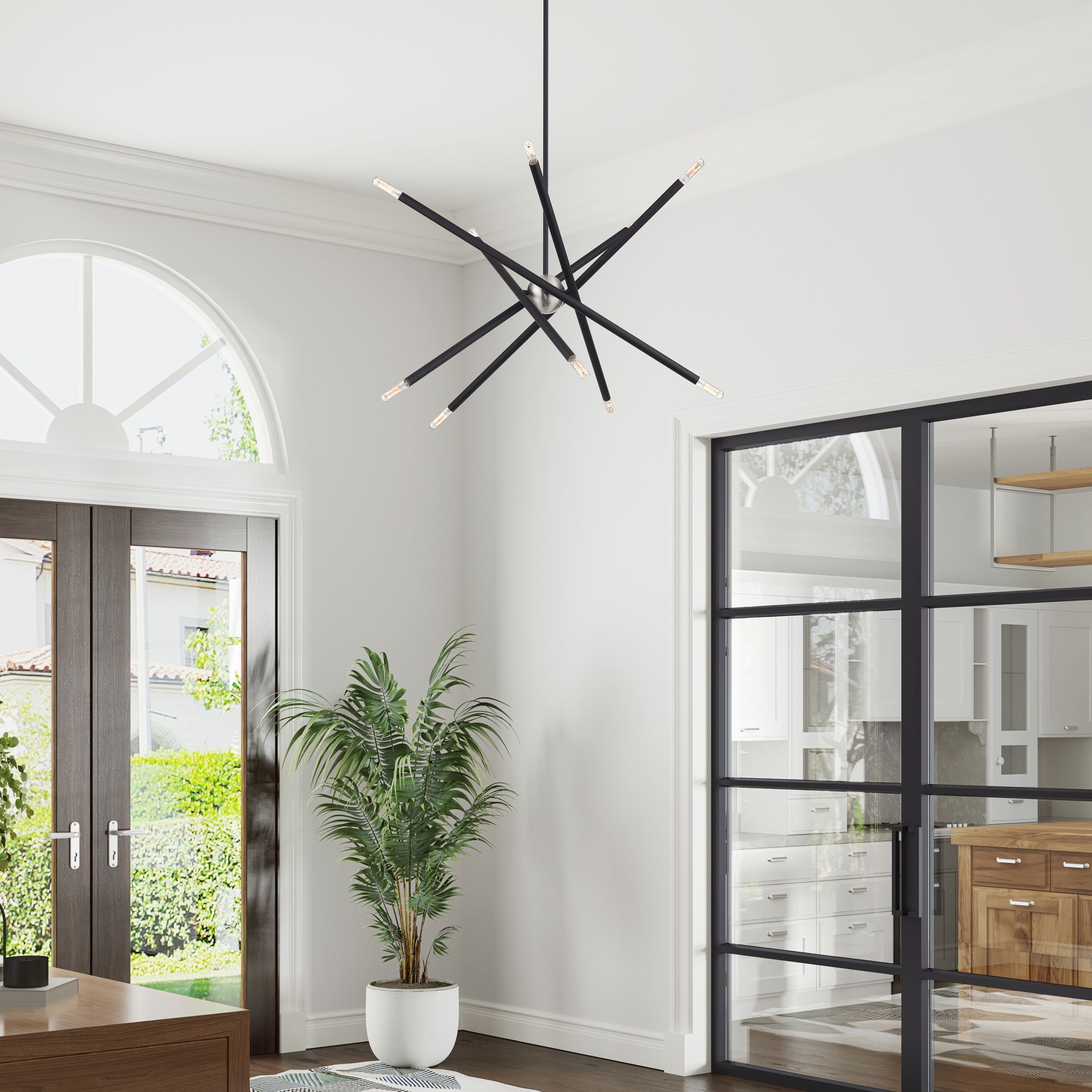 10 Light Black Medium Chandelier