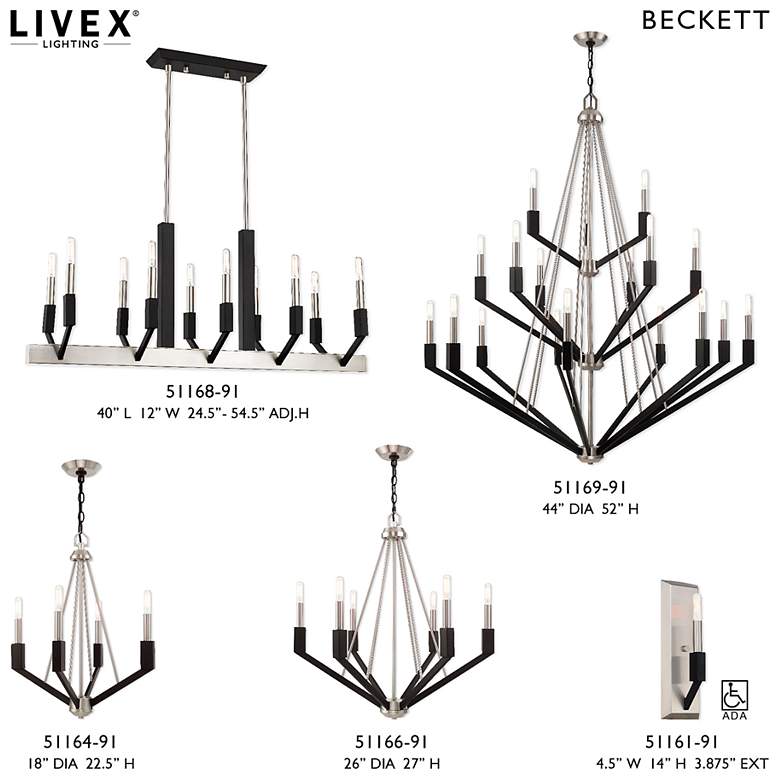 Image 3 10 Light Brushed Nickel & Black Linear Chandelier more views