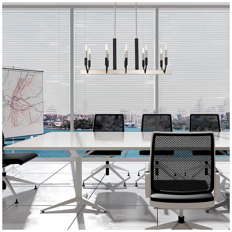 Image 4 10 Light Brushed Nickel & Black Linear Chandelier more views