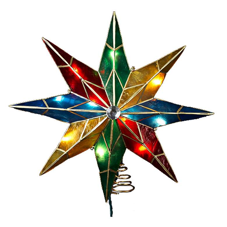 Image 1 10-Light Capiz Multi-Color 8-Point Star Tree Topper