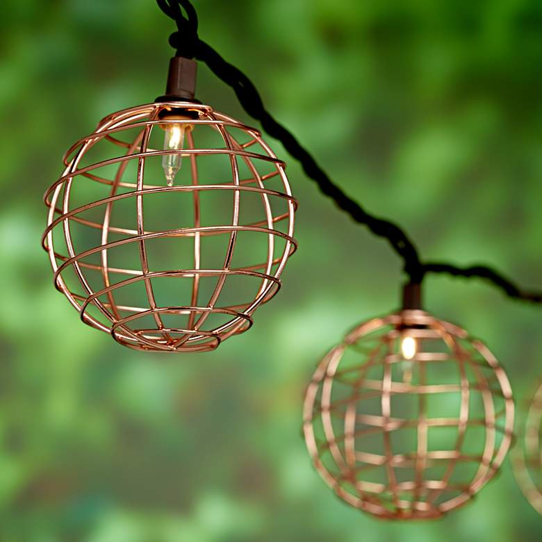 Image 1 10-Light Copper Wire Ball Indoor/Outdoor String Light Set