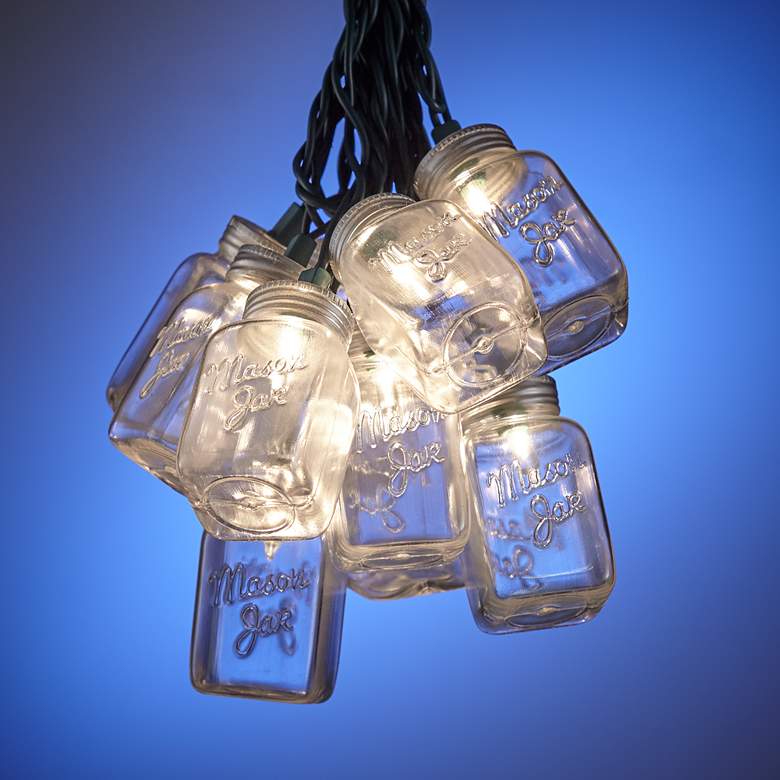 Image 1 10-Light Mason Jar Clear Indoor-Outdoor String Light Set