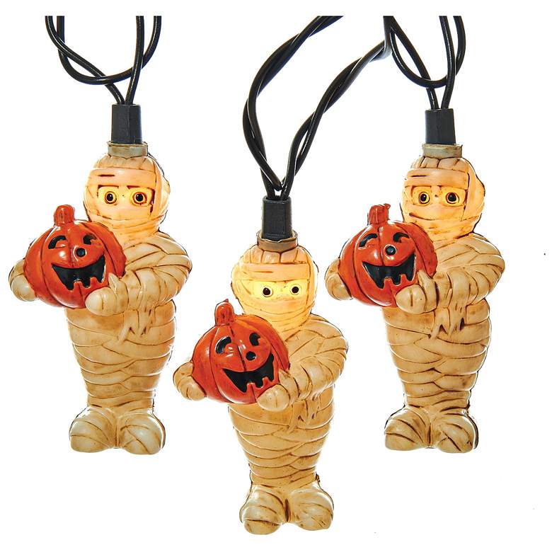Image 1 10-Light Mummy with Pumpkin Indoor/Outdoor String Light Set