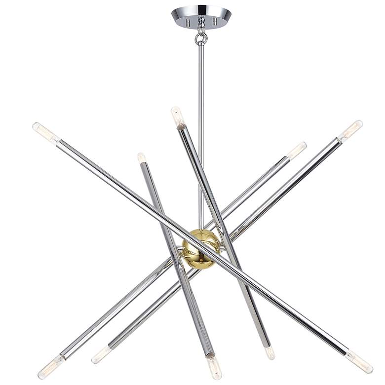 Image 1 10 Light Polished Chrome Chandelier with Polished Brass Finish Accents