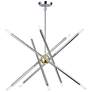 2_10 Light Polished Chrome Chandelier with Polished Brass Finish Accents