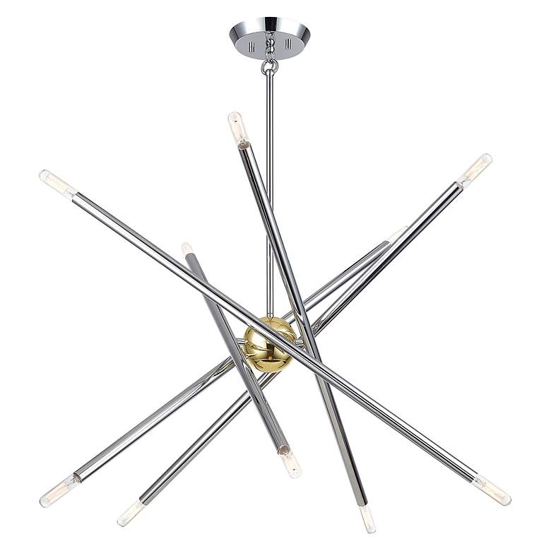 Image 3 10 Light Polished Chrome Chandelier with Polished Brass Finish Accents more views