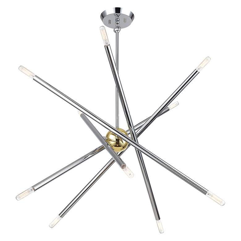 Image 4 10 Light Polished Chrome Chandelier with Polished Brass Finish Accents more views