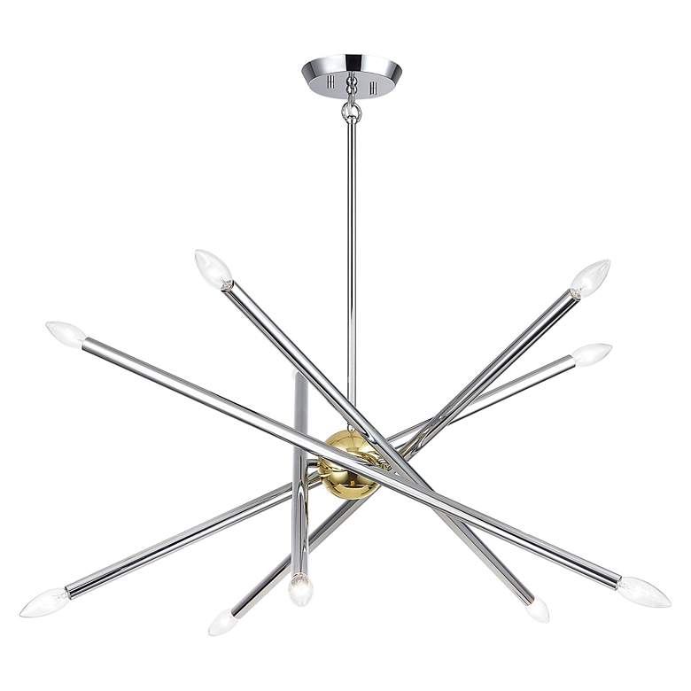 Image 5 10 Light Polished Chrome Chandelier with Polished Brass Finish Accents more views