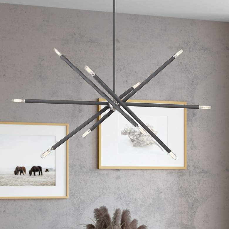 Image 1 10 Light Scandinavian Gray Large Linear Chandelier