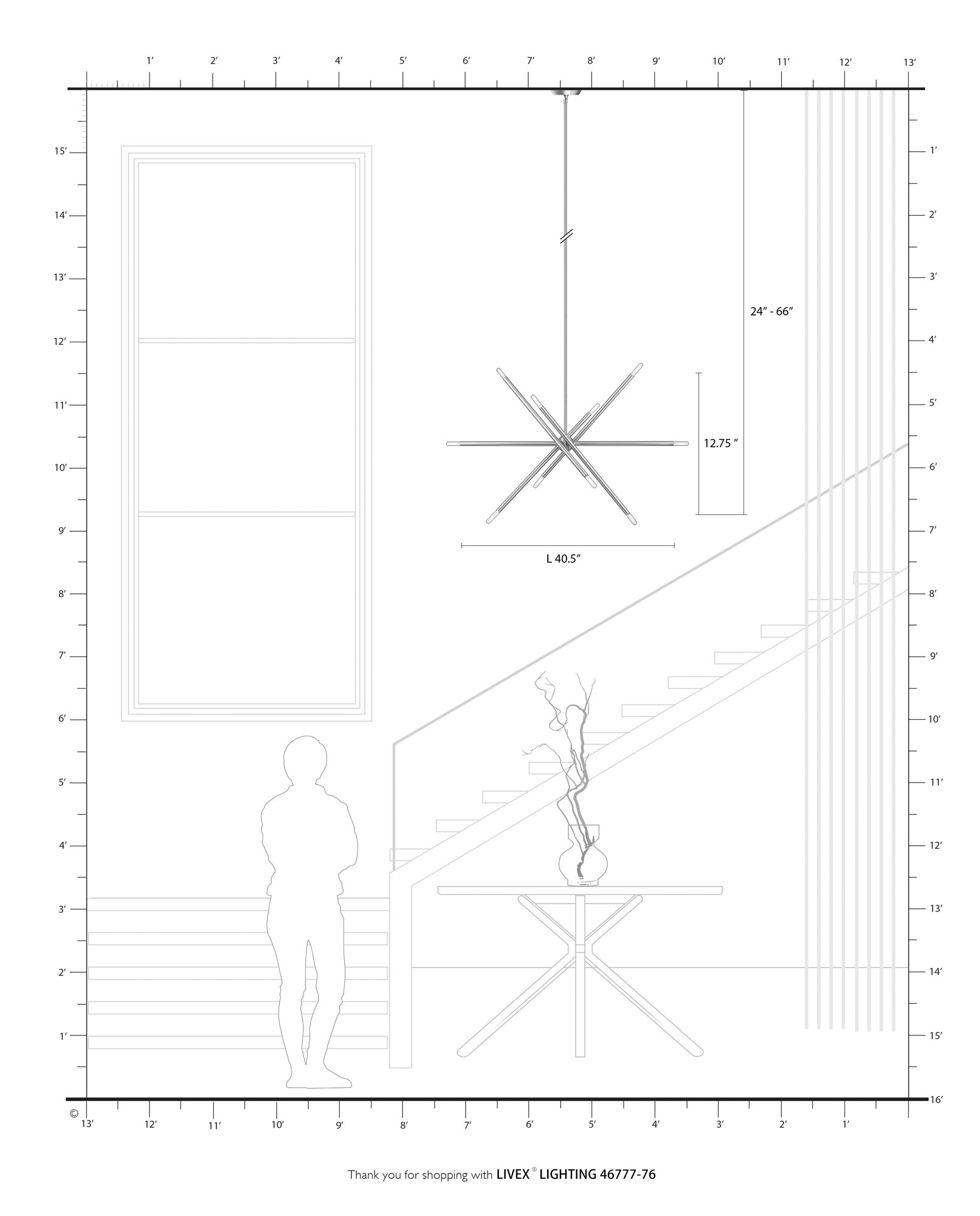 10 Light Scandinavian Gray Large Linear Chandelier