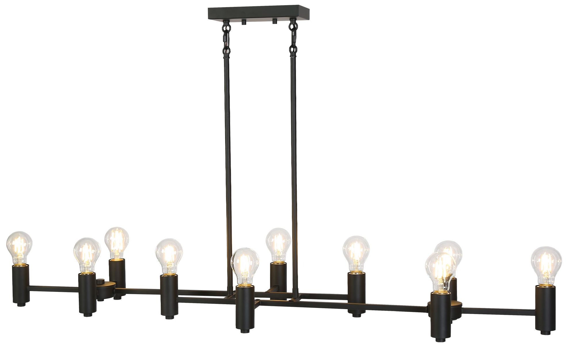 10-Lights 49.2"W Linear Matt Black Chandeliers