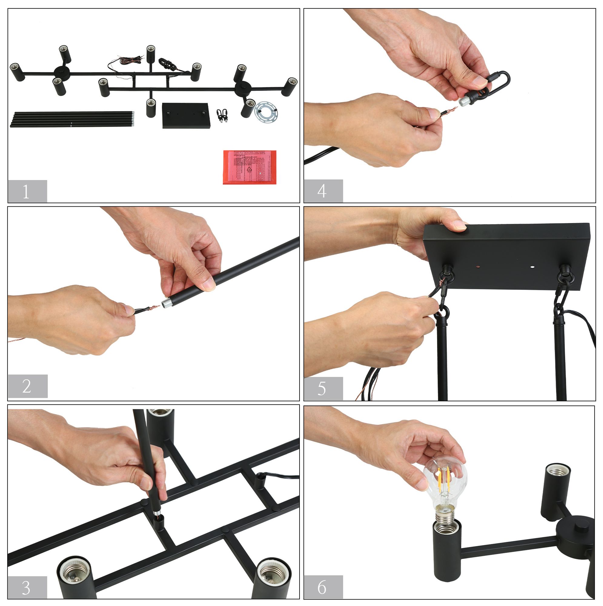 Image 6 10-Lights 49.2"W Linear Matt Black Chandeliers more views