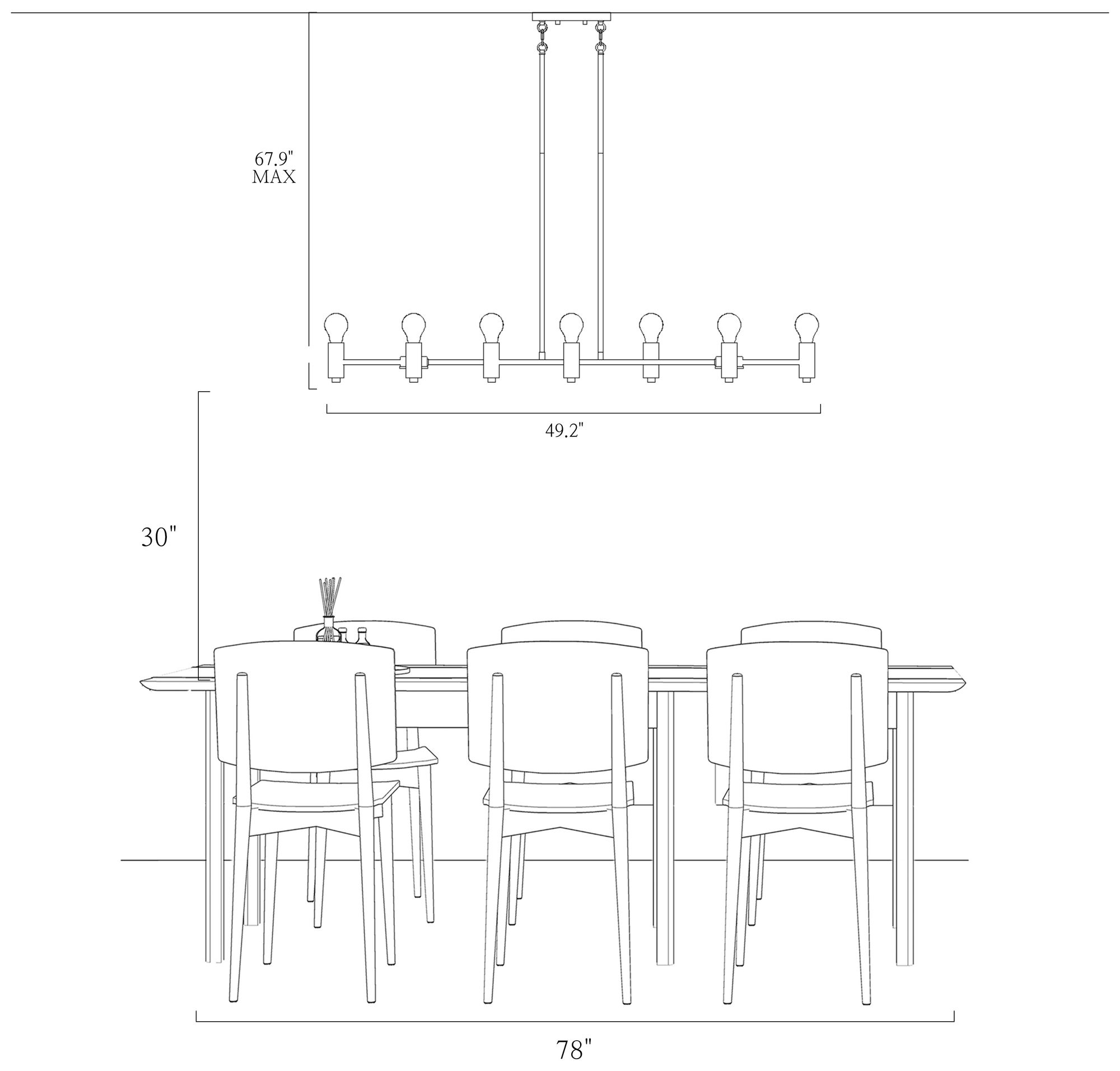 Image 7 10-Lights 49.2"W Linear Matt Black Chandeliers more views