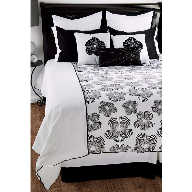 Image 1 10-Piece Black and White Floral Filled King Bedding Set