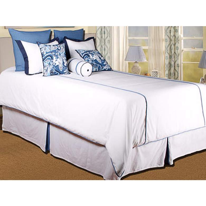 Image 1 10-Piece White and Blue Filled King Bedding Set