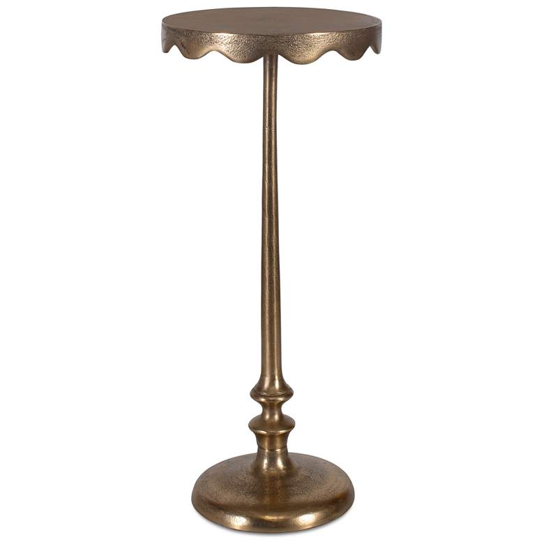 Image 2 10" Wide x 23 1/4" High Brass Metal Accent Table