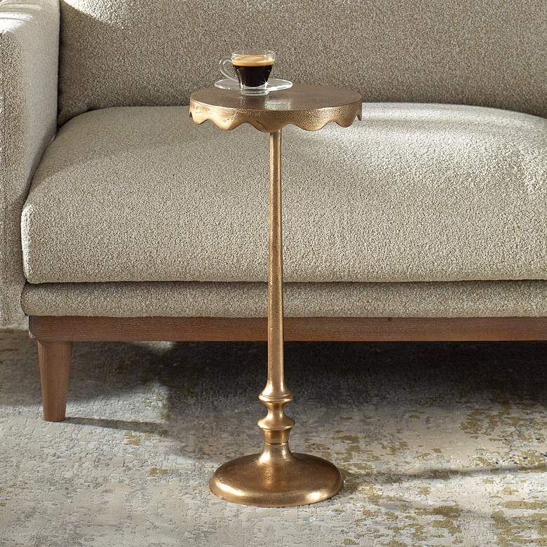 Image 1 10" Wide x 23 1/4" High Brass Metal Accent Table