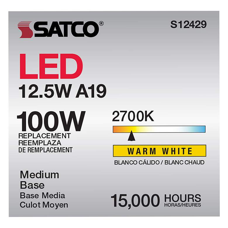 Image 6 100 Watt Equivalent Satco Clear 12.5W 2700K LED Dimmable E26 more views