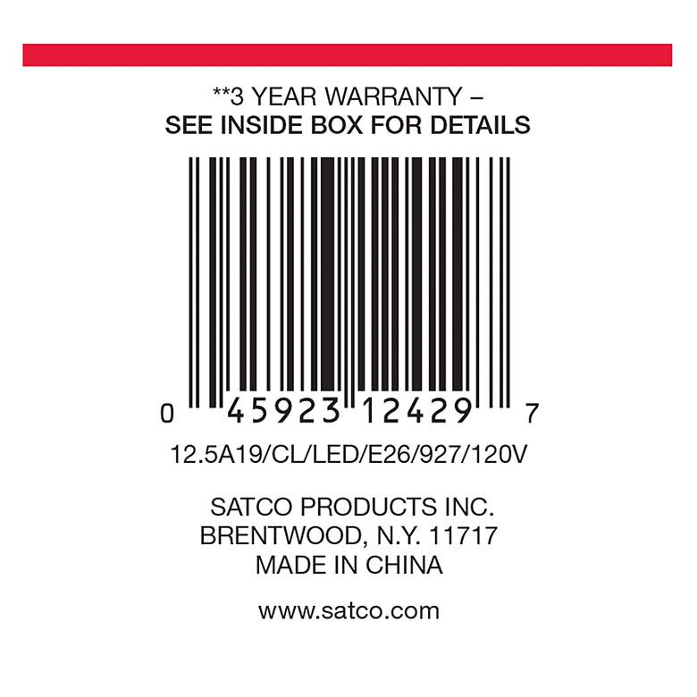 Image 7 100 Watt Equivalent Satco Clear 12.5W 2700K LED Dimmable E26 more views