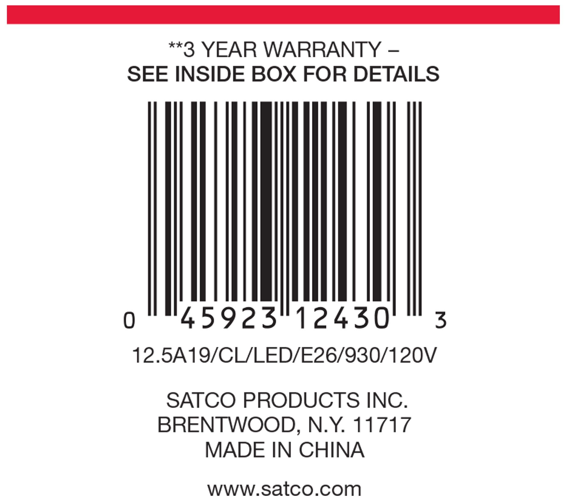 Image 7 100 Watt Equivalent Satco Clear 12.5W LED Dimmable E26 A19 6-Pack more views