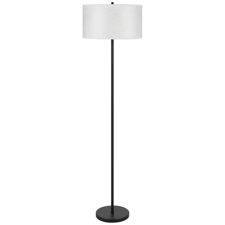 Image 1 100 Watt Octavia Black Metal Pole Lamp with White Drum String Pattern Shade