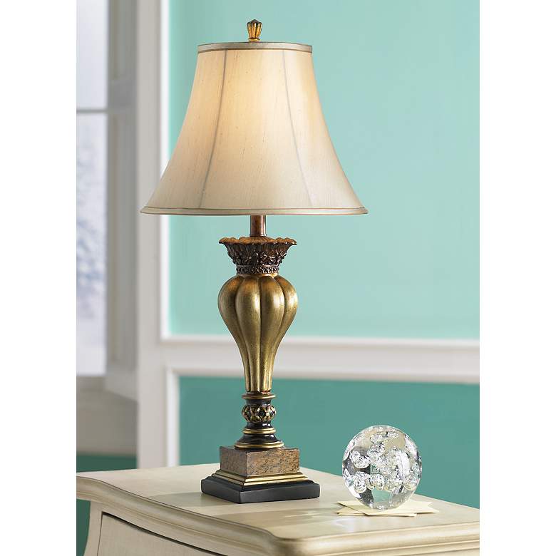 Image 1 Regency Hill Senardo 30 inch High Gold Vase Traditional Table Lamp in scene
