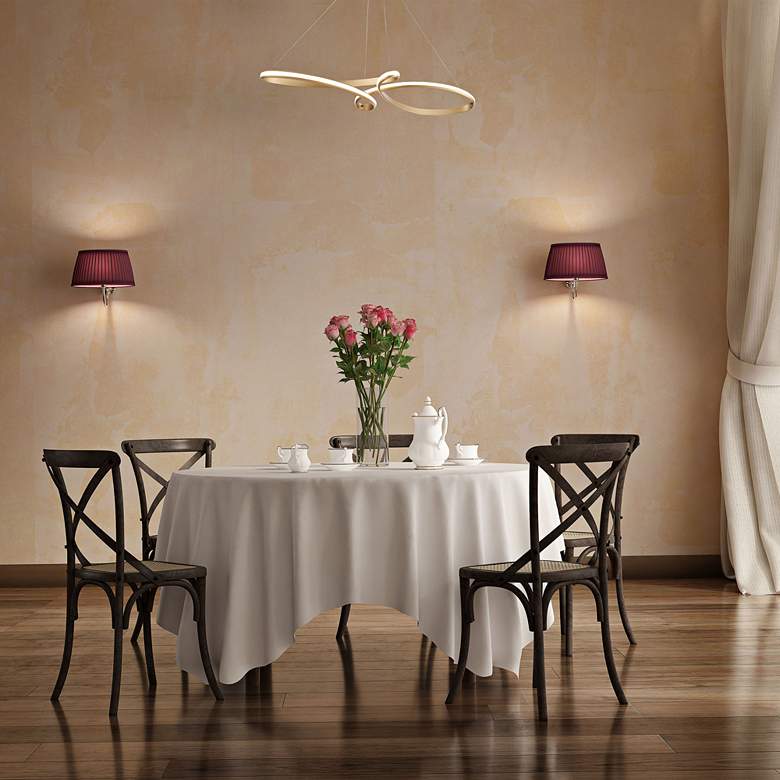 Image 1 Nola 43 1/2" Wide Aged Brass LED Swirl Pendant Light in scene