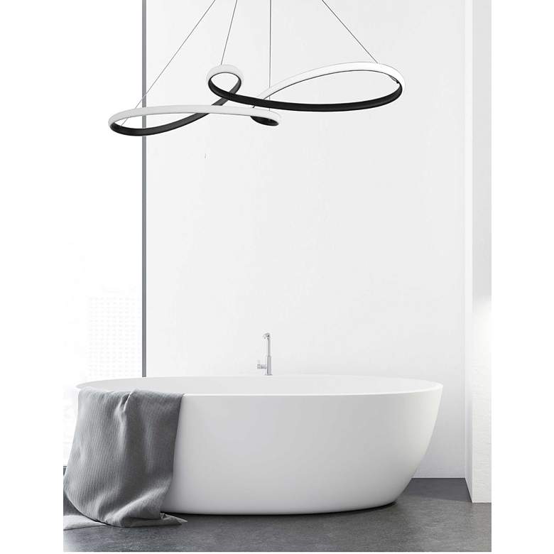 Image 1 Nola 43 1/2" Wide Black LED Swirl Pendant Light in scene