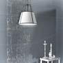 Trapezoid 18"W 3 Light Black and White Shade Pendant With White Diffus in scene