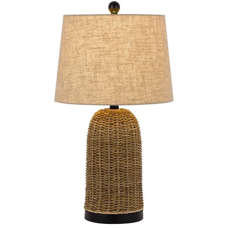 Image 5 100W 3 way Indio wicker basket table lamp with hardback burlap shade more views