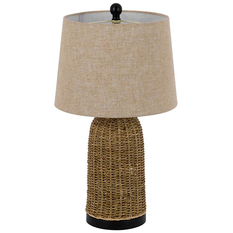 Image 6 100W 3 way Indio wicker basket table lamp with hardback burlap shade more views