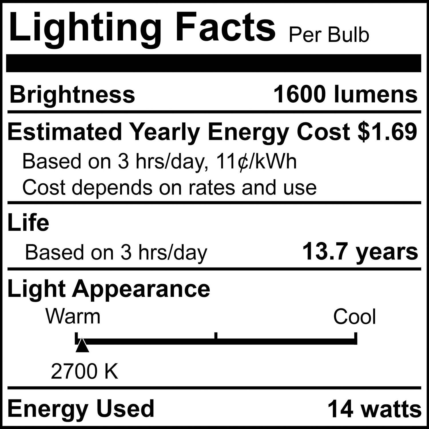 Image 5 100W Equivalent 14W LED Dimmable E26 2700K A19 Light Bulb by Bulbrite more views