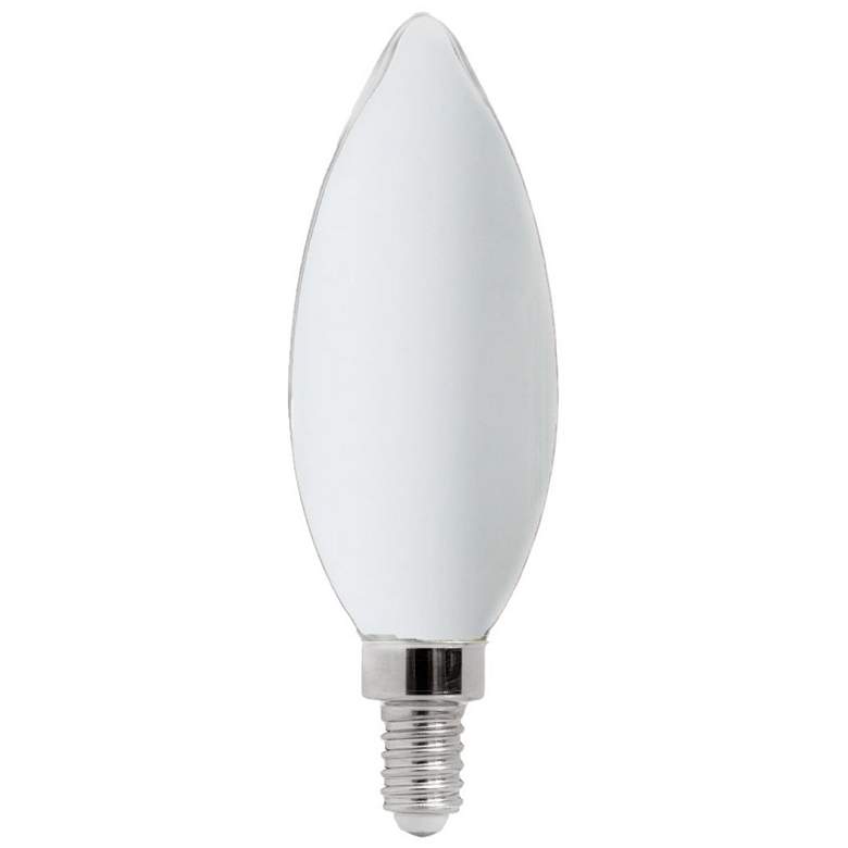 Image 1 100W Equivalent 8W LED Torpedo Tip Milky Glass Candelabra Bulb by Tesler