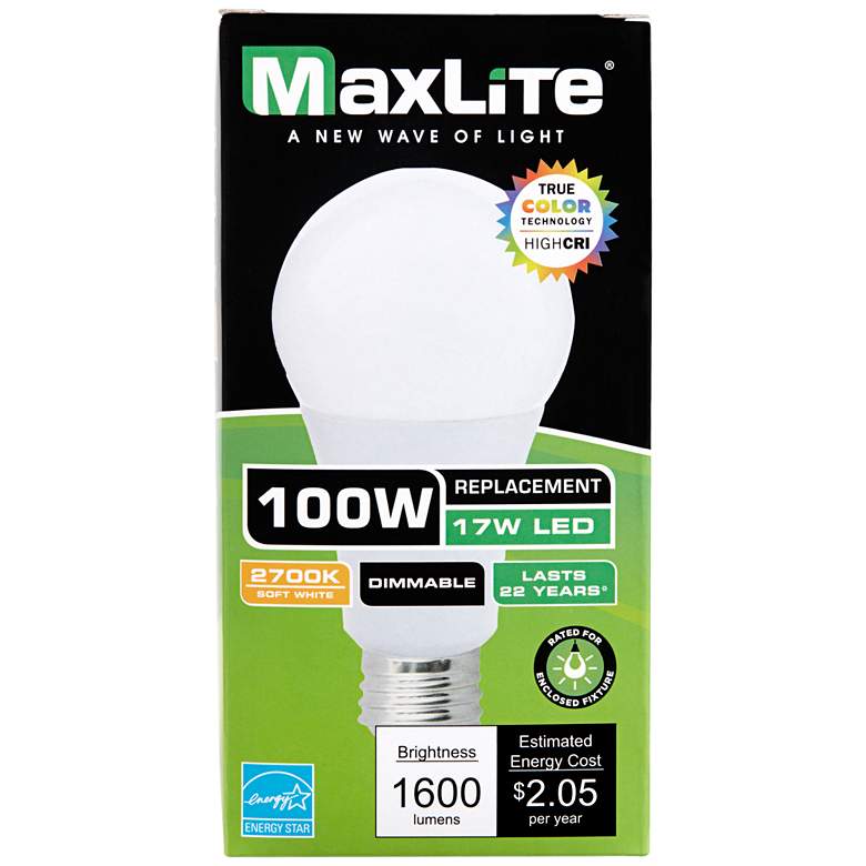 Image 3 100W Equivalent Frosted 17W Dimmable A21 Standard Bulb by MaxLite more views