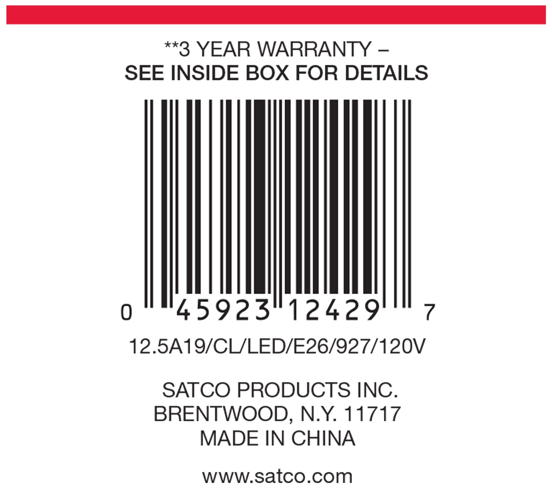 Image 7 100W Equivalent Satco Clear 12.5W LED Dimmable E26 A19 6-Pack more views