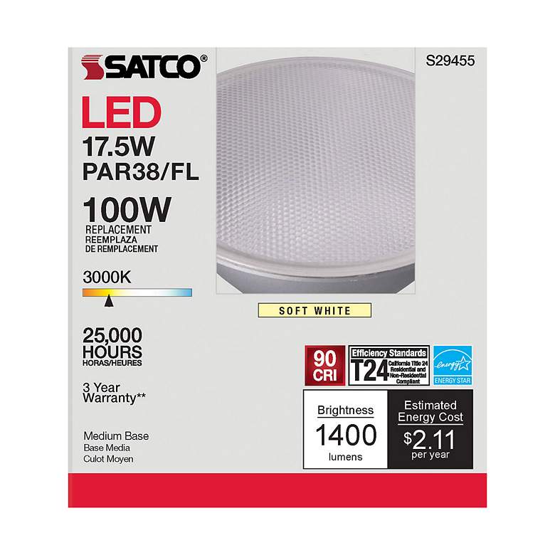 Image 5 100W Equivalent Satco Clear 17.5W LED Dimmable Standard Bulb more views